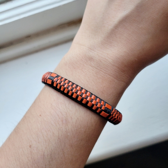 Vintage Classic Black & Orange Woven Weave Bracelet - Picture 3 of 6